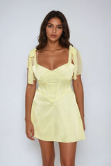 Satin Bow-Strap Corset Mini Dress