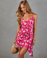 Paradise Theory Wrap Floral Mini Dress