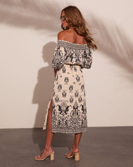 Solstice Spirit Paisley Off The Shoulder Midi Dress