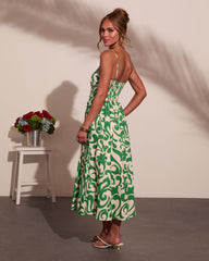 Coastal Heirloom Cotton Abstract Print Midi Dress