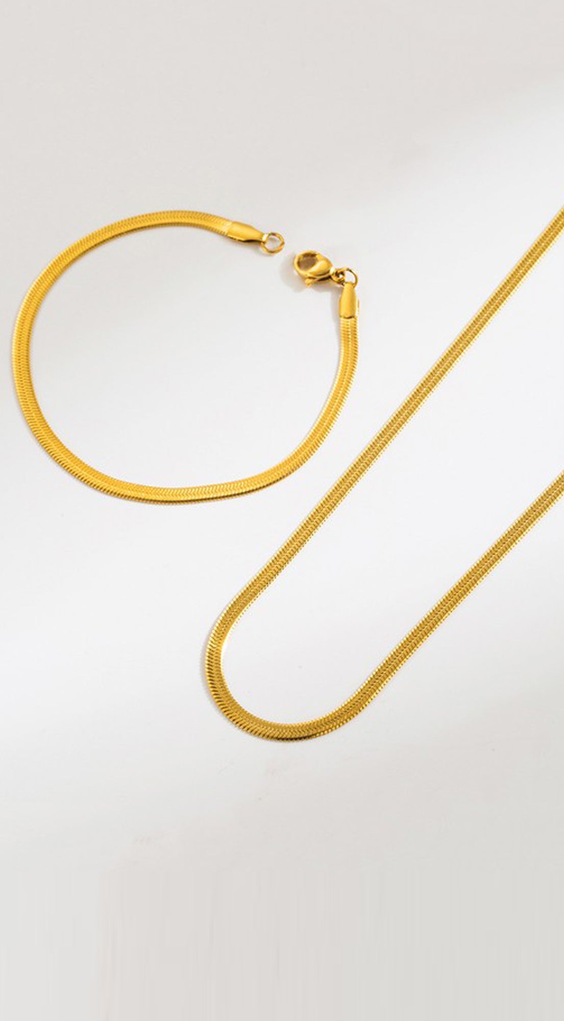 Chain Bracelet Necklace And Bracelet Set - Gold