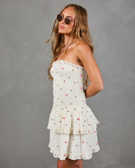 Magnolia Bloom Embroidered Cotton Floral Mini Dress