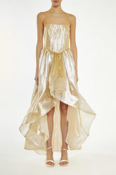 True Decadence Gold-Metallic Winnie Corset Style Hi-Low Dress