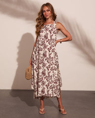 Jordanah Floral Print Midi Dress