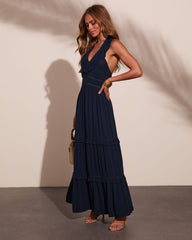Daily Chic Halter Neck Tiered Ruffle Maxi Dress