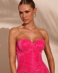 Moonlit Riviera Pleated Satin Corset Maxi Dress