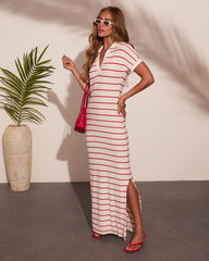 Endless Afterglow Striped Knit Maxi Shirt Dress