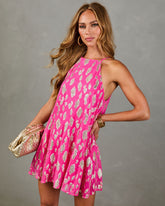 Golden Nights Abstract Lurex Mini Dress