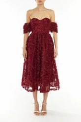 True Decadence Burgundy Amelia Bardot Dress