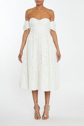 true Decadence Amelia Cream Jacquard Bardot Midaxi Skater Dress