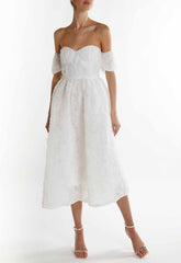 True Decadence White Amelia Bardot Bust Cup Midi Dress