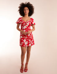 Ring Detail Milkmaid Mini Dress