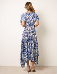 Asymmetric Hem Wrap Dress