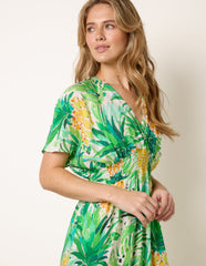 Pineapple Double V Midi Dress