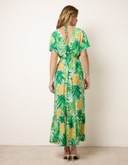 Pineapple Double V Midi Dress
