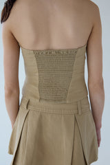 LINEN BLEND HALTER SQUARE NECK TOP