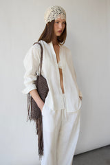 LINEN BLEND BUTTON UP SHIRT