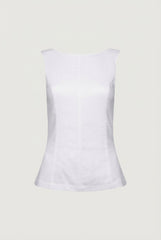 LINEN BLEND HIGH NECKLINE SLEEVELESS TOP