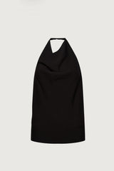 CRINKLED RAYON COWL NECK HALTER TOP