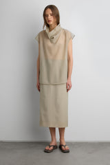 SHEER COWL NECK CAP SLEEVE BLOUSE
