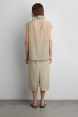 SHEER COWL NECK CAP SLEEVE BLOUSE