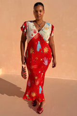 Red Celestial Midi Dress Petite