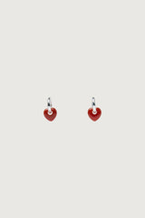 RED AGATE HEART PENDANT HOOP EARRINGS