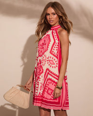 Tessah Abstract Halter Neck Mini Dress