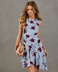 Sunset Roses Floral Asymmetric Mini Dress