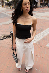 PIN TUCK WIDE LEG DENIM JEAN