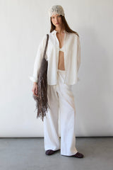 LINEN BLEND WIDE LEG PANT