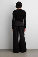 DRAPED WIDE LEG PANT WITH HOOK AND EYE DETAIL