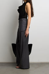 WIDE LEG WRAP FRONT PINSTRIPE PANT SET