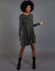 Metallic Mirror Swing Dress