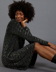 Metallic Mirror Swing Dress