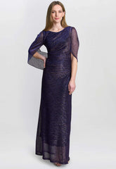 Gina Bacconi Navy Metallic Joanna Maxi Dress