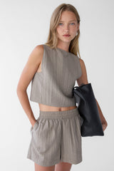 GAUZE ELASTIC WAISTBAND SHORT