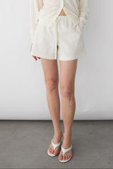 KNIT DRAWSTRING ELASTIC WAIST SHORT