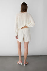 KNIT DRAWSTRING ELASTIC WAIST SHORT