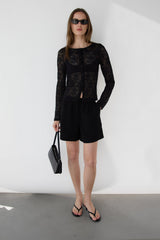 CREPE DRAWSTRING WAIST SHORT