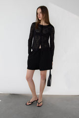 CREPE DRAWSTRING WAIST SHORT