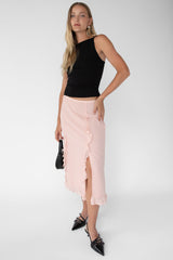CHIFFON RUFFLED MIDI SKIRT