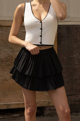 PLEATED TIERED MINI SKORT
