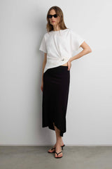 ASYMMETRICAL MIDI SKIRT
