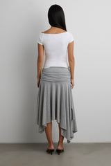 JERSEY MIDI SKIRT WITH SIDE RUCHING