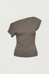 ASYMMETRICAL OFF THE SHOULDER CAP SLEEVE SWEATER
