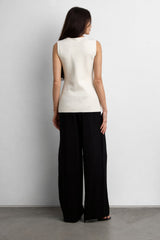 KNIT CINCHED WAIST BUTTON UP TOP