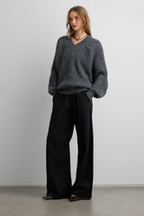 OVERSIZED RAGLAN RIBBED KNIT SWEATER