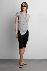 FITTED CROSS FRONT SHIRRED TOP