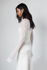 ASYMMETRICAL SHEER LACE LAYERED TOP